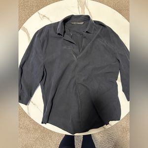 3/4 sleeve navy collared shirt